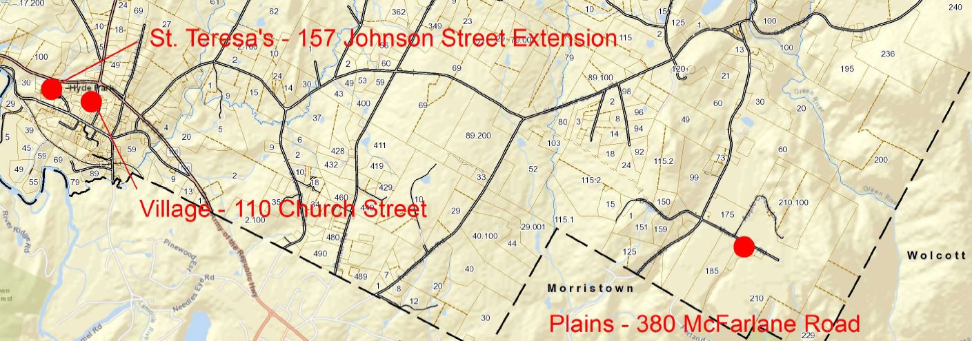 overview map of cemetaries located in Hyde Park South